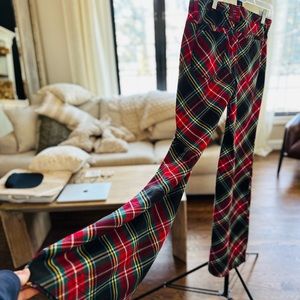 FREE PEOPLE PLAID PANTS 6 super fun frayed boot cut bottom